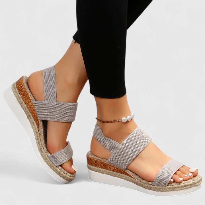 Eugénie – Sandales compensées à brides élastiques femme