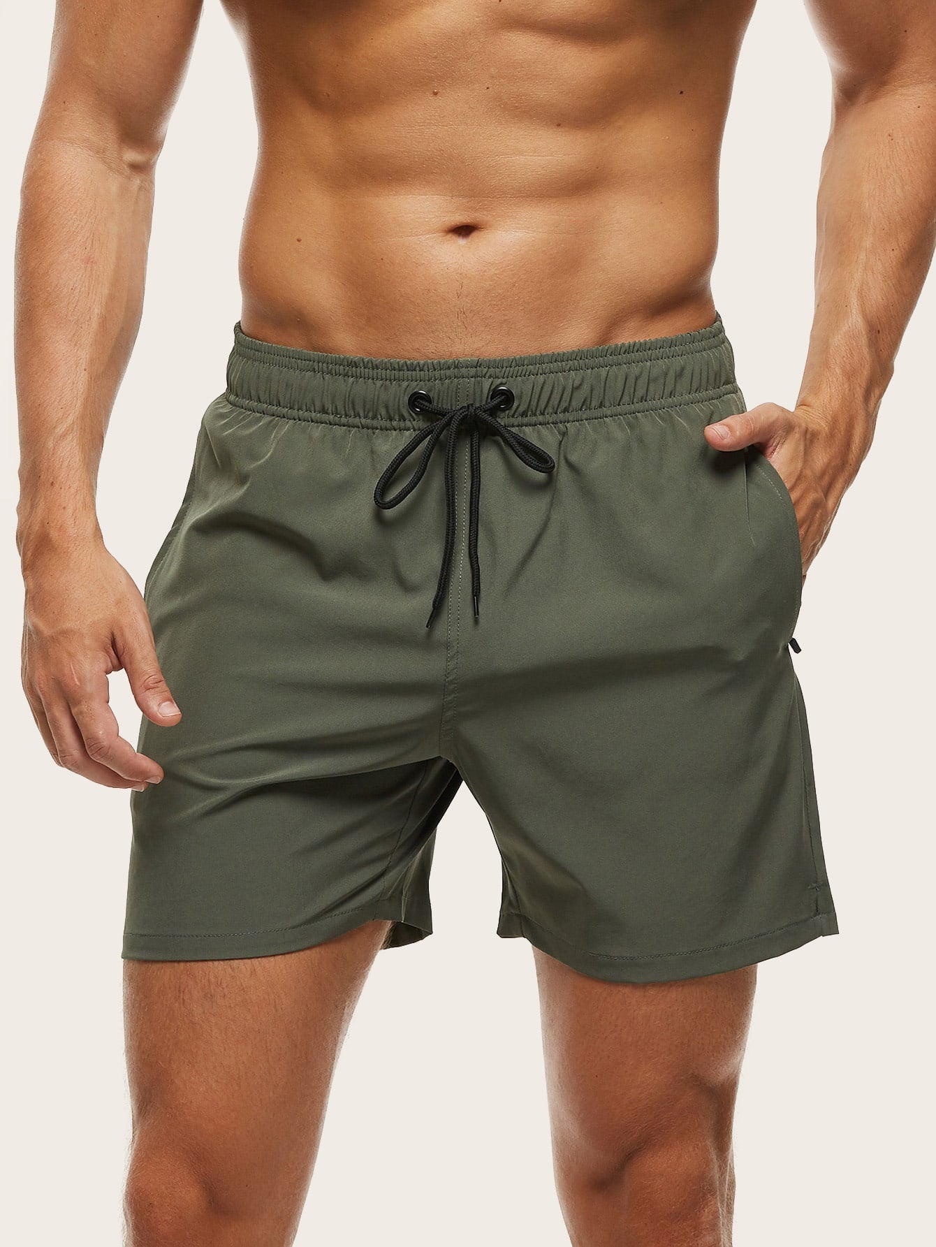 Short de bain homme séchage rapide doublé à poche zippée