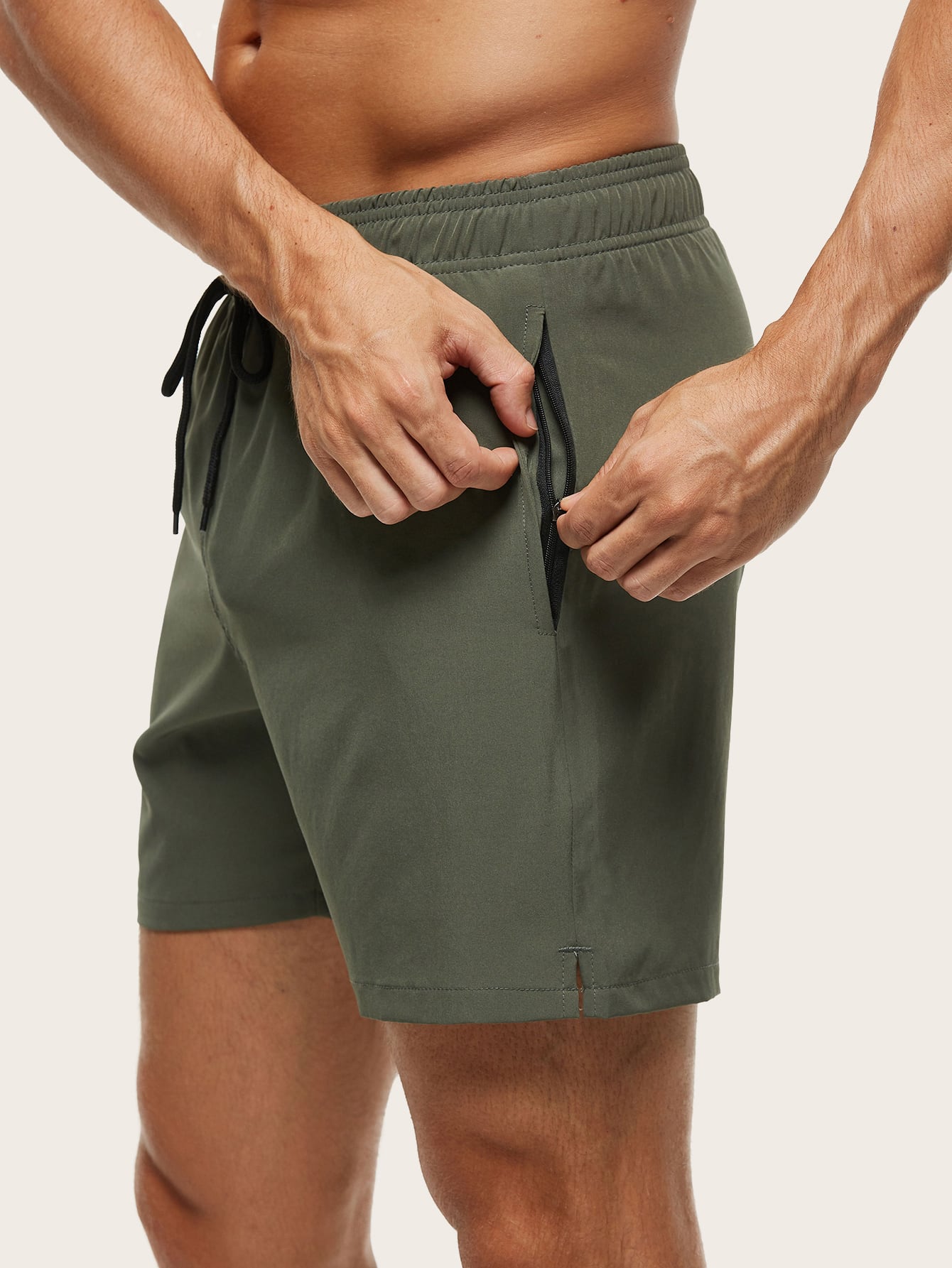 Short de bain homme séchage rapide doublé à poche zippée
