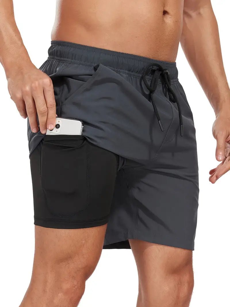 Short de bain homme léger séchage rapide à poche téléphone