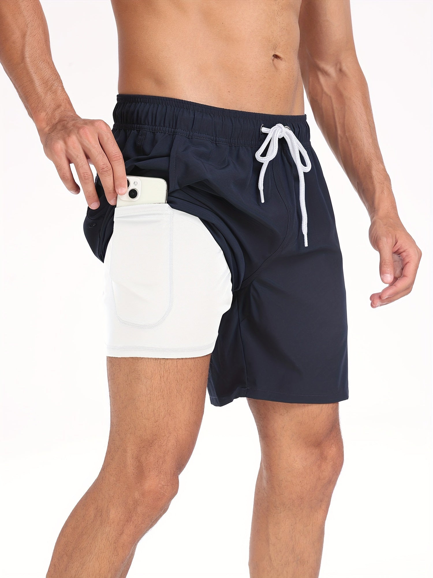 Short de bain homme léger séchage rapide à poche téléphone