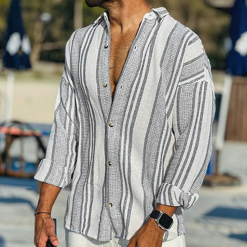 Bastien – Chemise vintage à rayures homme