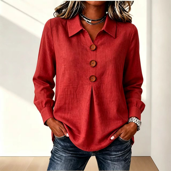 Blouse femme à col classique avec boutons décoratifs 10