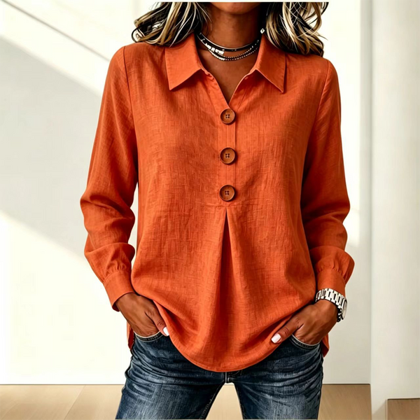 Blouse femme à col classique avec boutons décoratifs 12