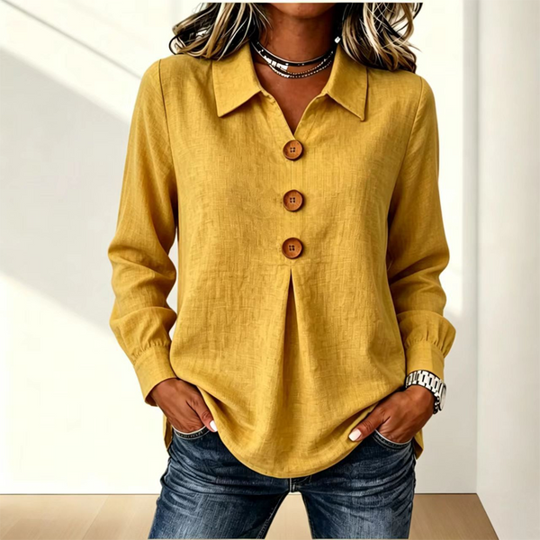 Blouse femme à col classique avec boutons décoratifs 13
