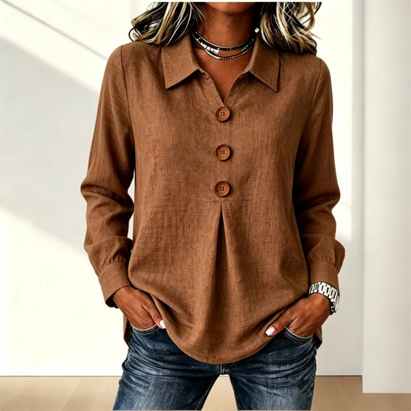 Blouse femme à col classique avec boutons décoratifs 3