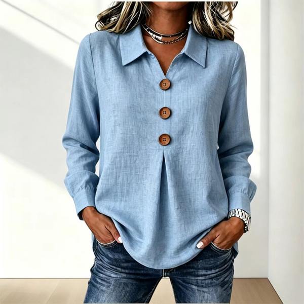 Blouse femme à col classique avec boutons décoratifs 6