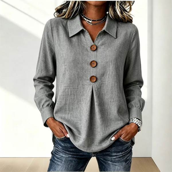 Blouse femme à col classique avec boutons décoratifs 8