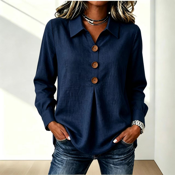 Blouse femme à col classique avec boutons décoratifs 9