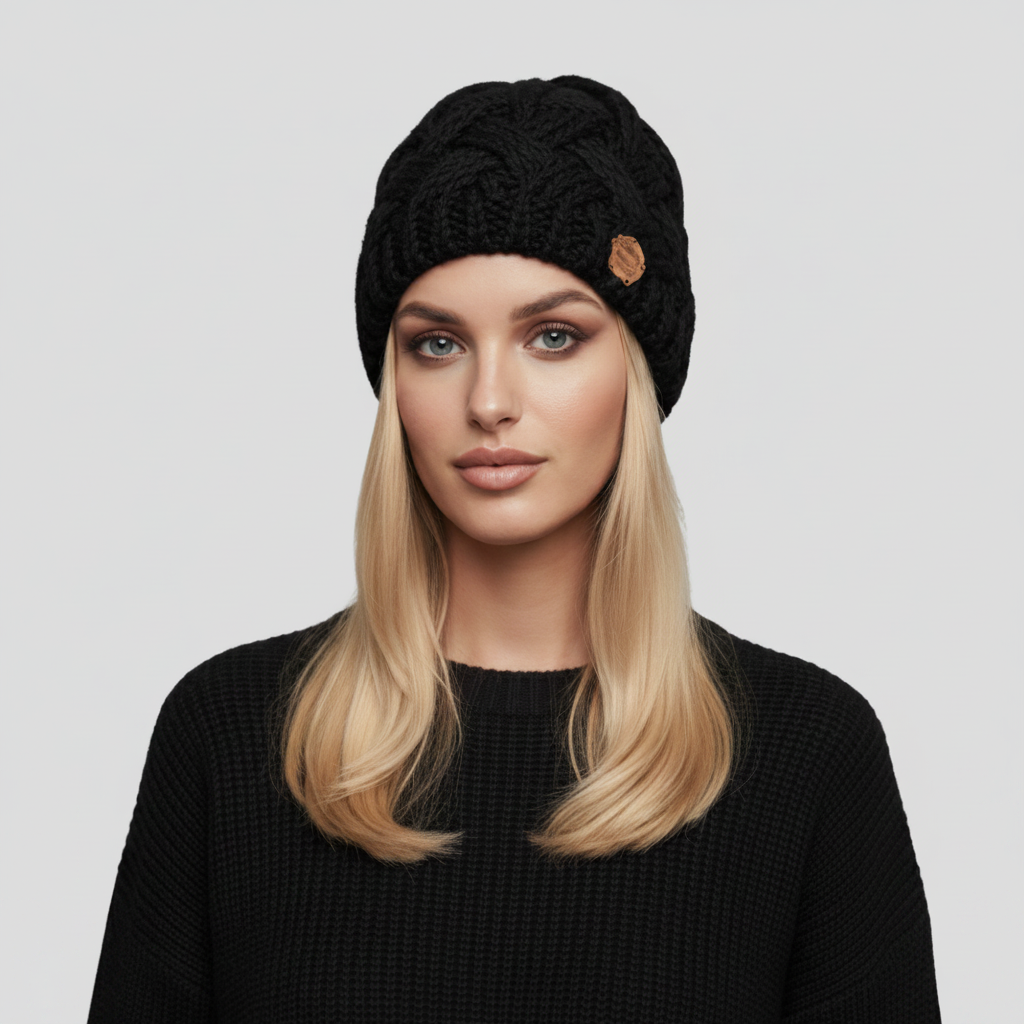 Bonnet en maille torsadée femme 6