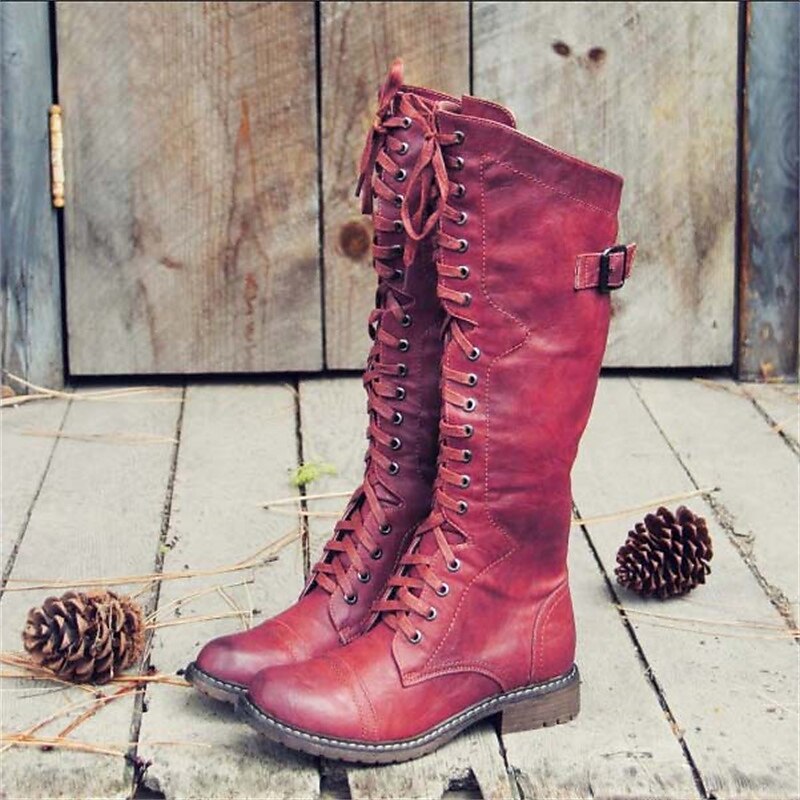 Bottes cavalières hautes femme à lacets et boucle 2