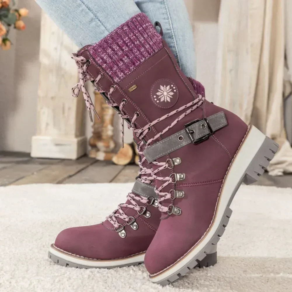 Bottes hautes femme d'hiver à lacets, boucle et semelle antidérapante 11
