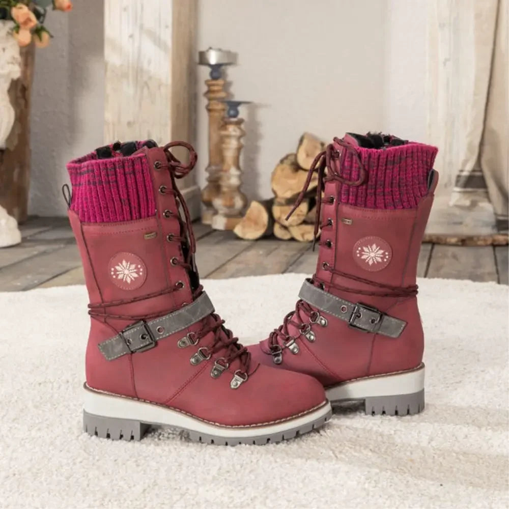 Bottes hautes femme d'hiver à lacets, boucle et semelle antidérapante 9