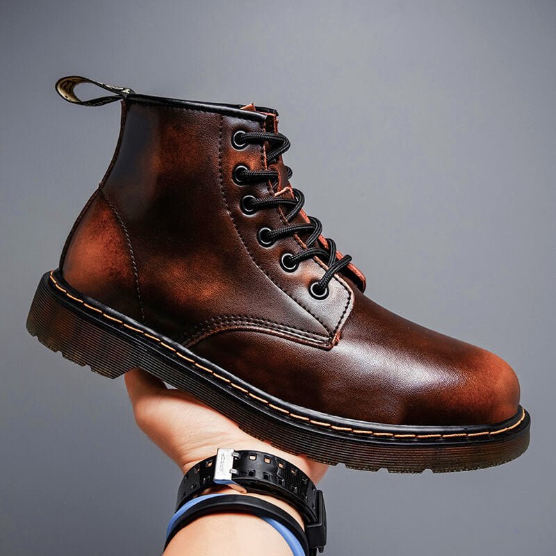 Bottines à lacets homme en cuir à semelle crantée 1