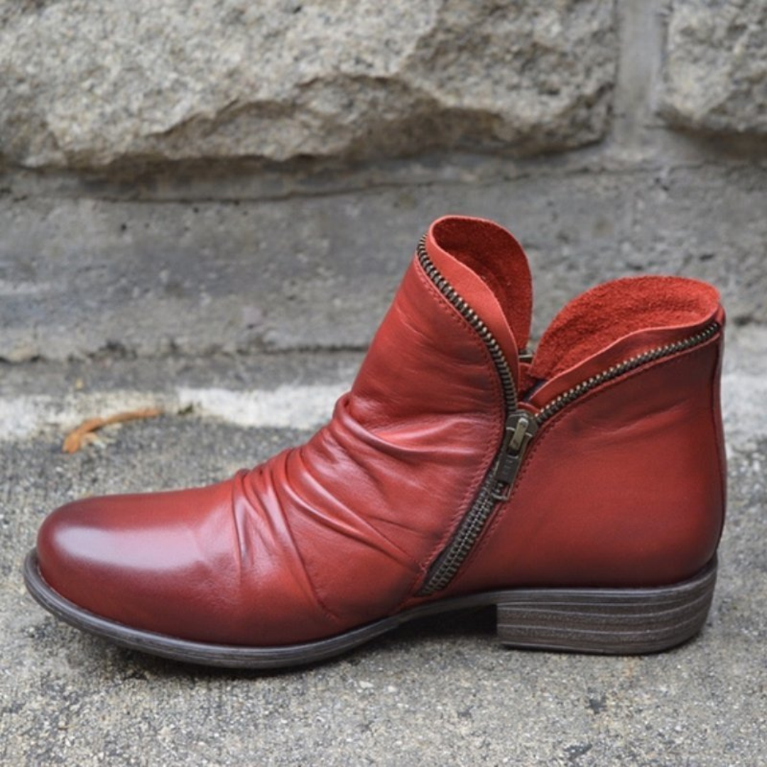 Bottines cuir à zip femme drapées à talon bloc 4