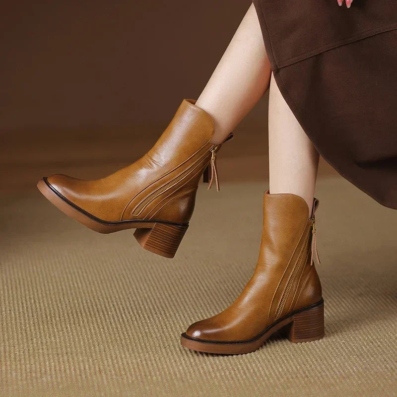 Bottines femme à talon carré et fermeture éclair avant 2