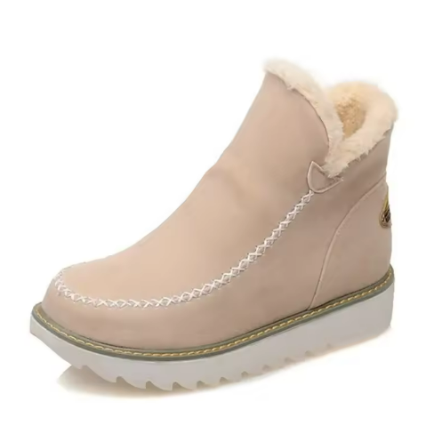 Bottines fourrées femme d'hiver à semelle plate effet daim 5