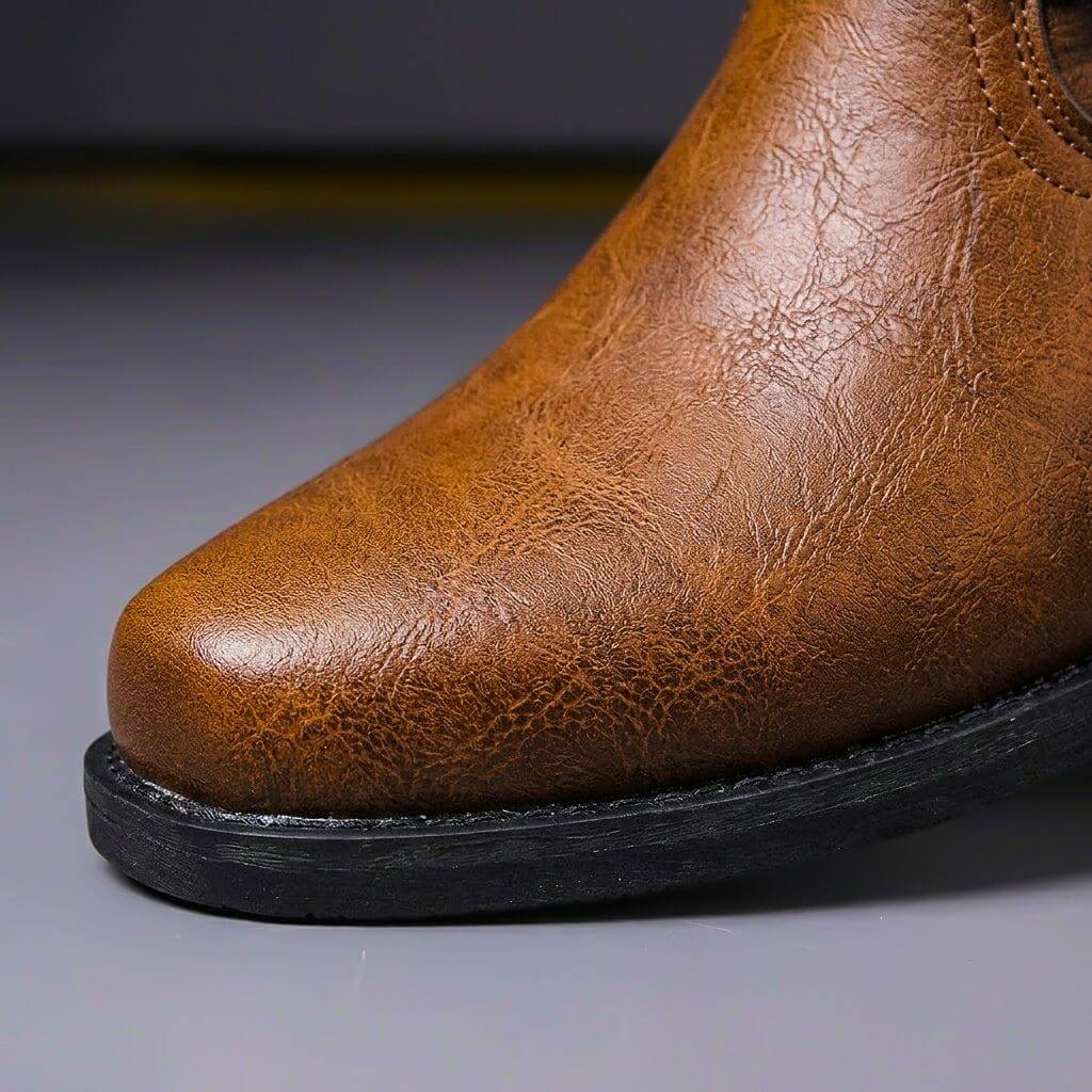 Bottines harnais homme en cuir à zip latéral bout carré 3