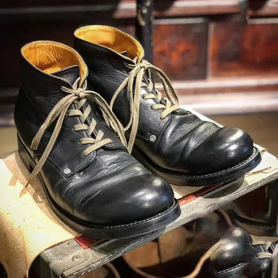 Bottines homme en cuir à lacets bout rond 3