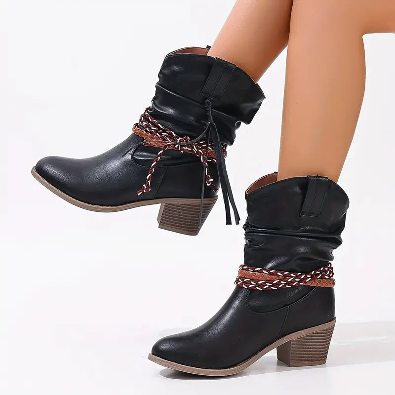 Bottines western femme à bout pointu et surpiqûres 8