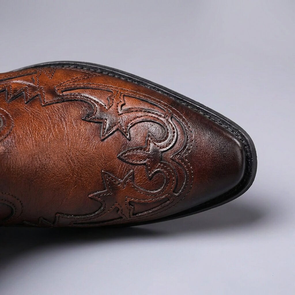 Bottines western homme en cuir à élastiques latéraux bout pointu 4
