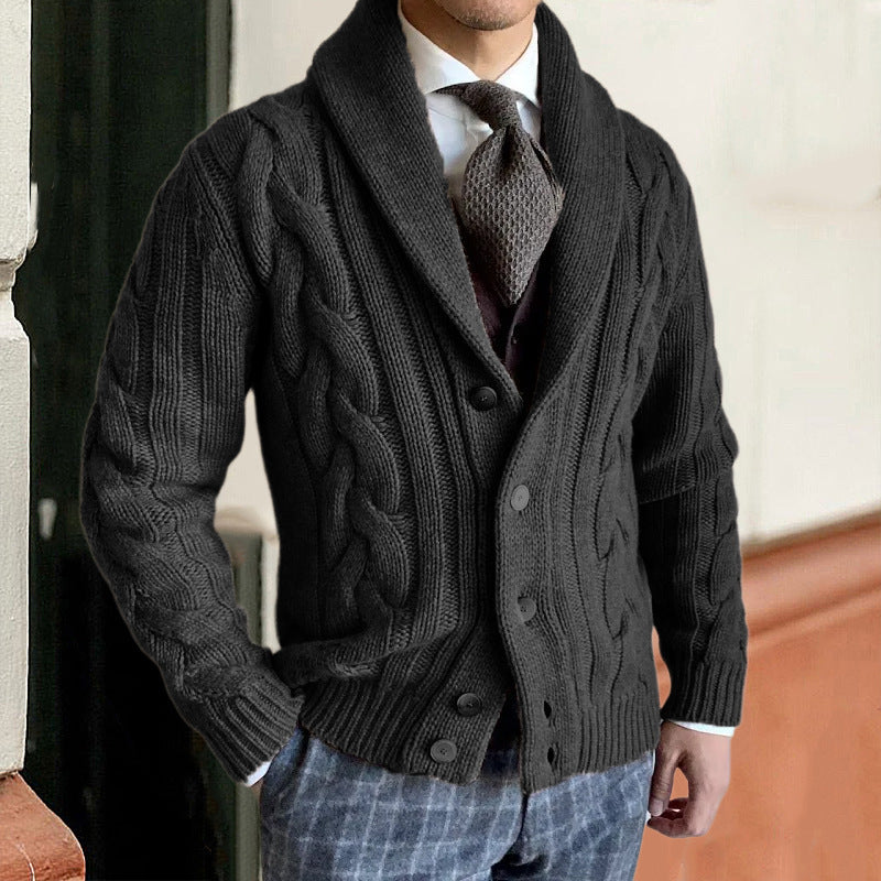 Cardigan homme à col châle et motif torsadé 2