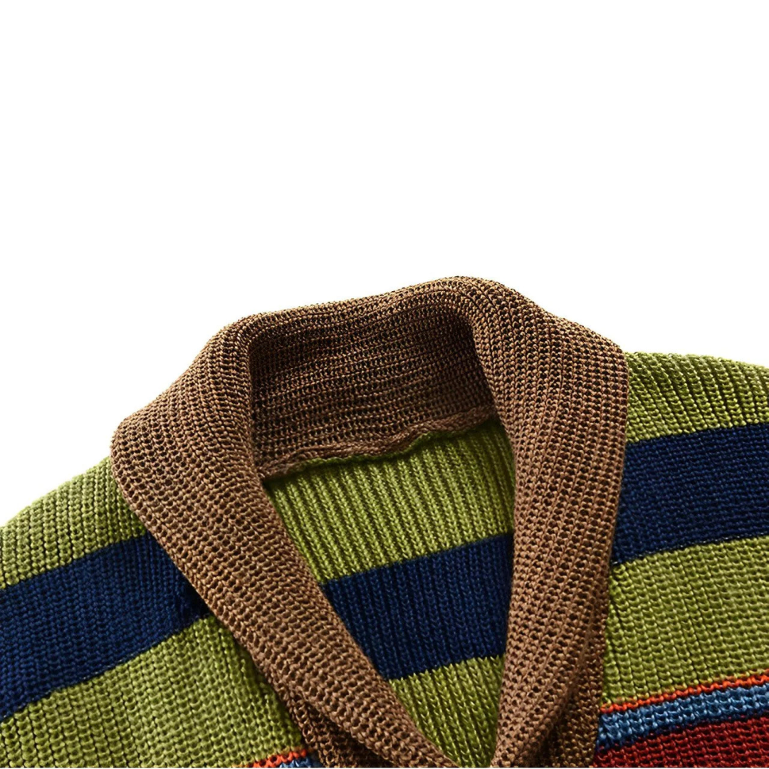 Cardigan homme à col châle rayé rétro 5