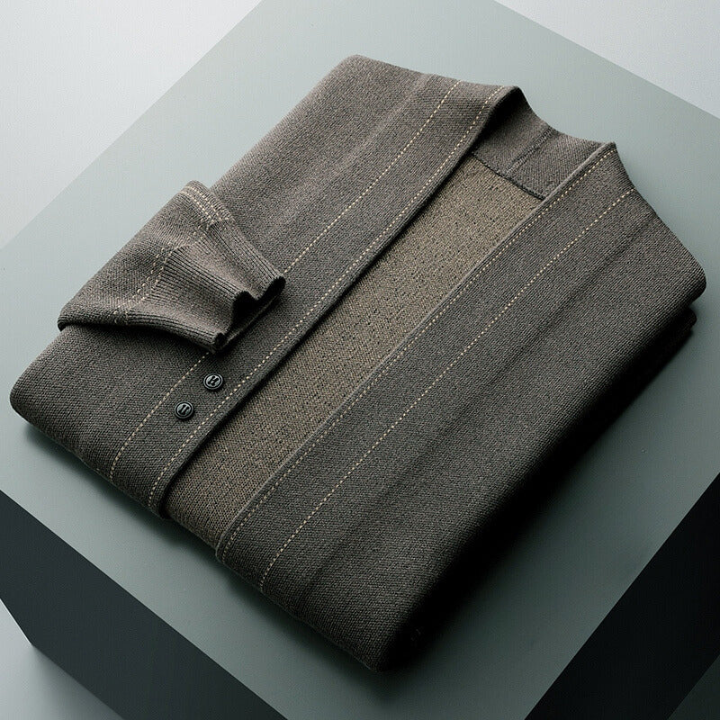 Cardigan homme en laine à carreaux tricoté 5