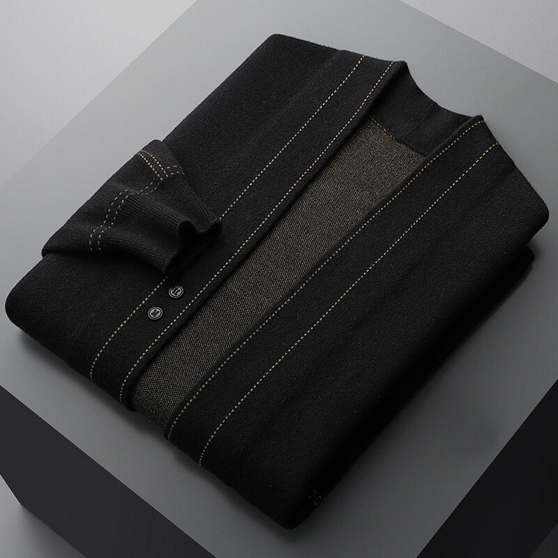 Cardigan homme en laine à carreaux tricoté 6