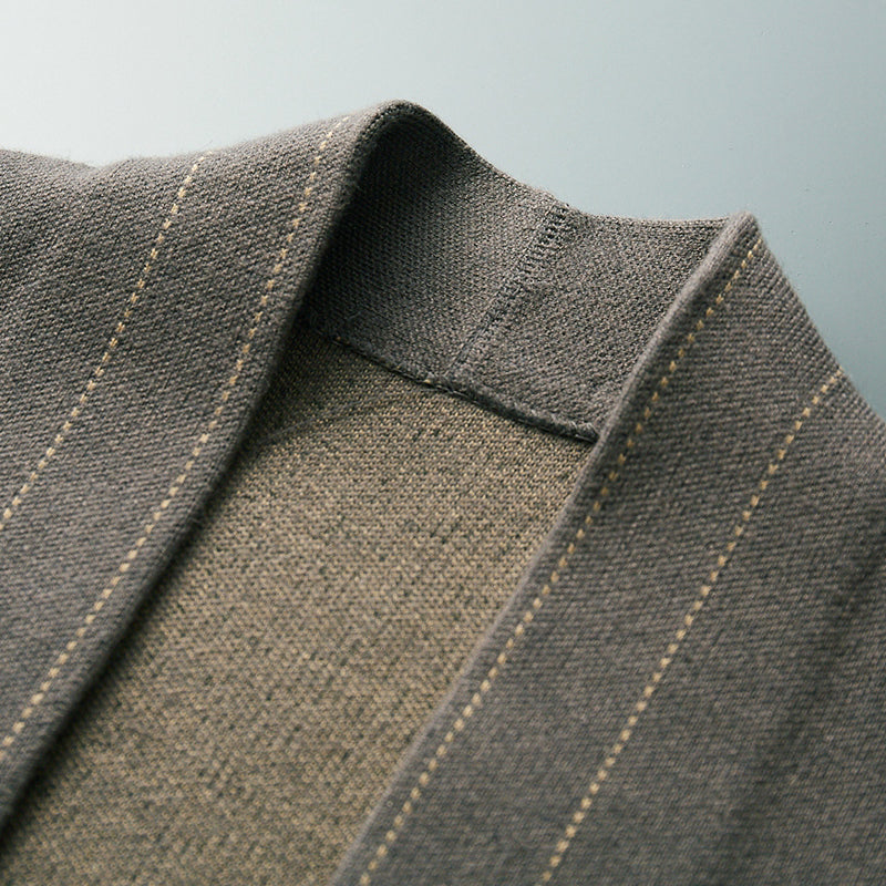 Cardigan homme en laine à carreaux tricoté 8