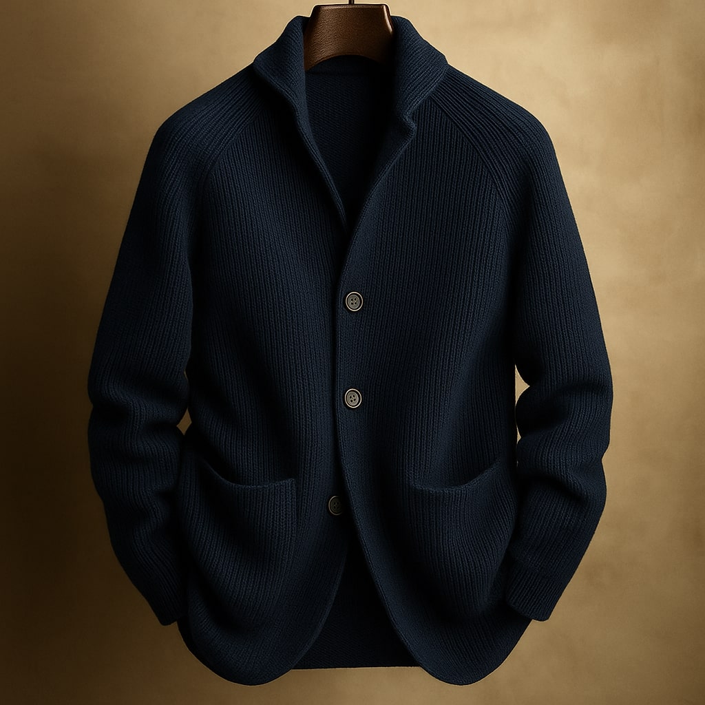 Cardigan homme en laine côtelée à col châle 5
