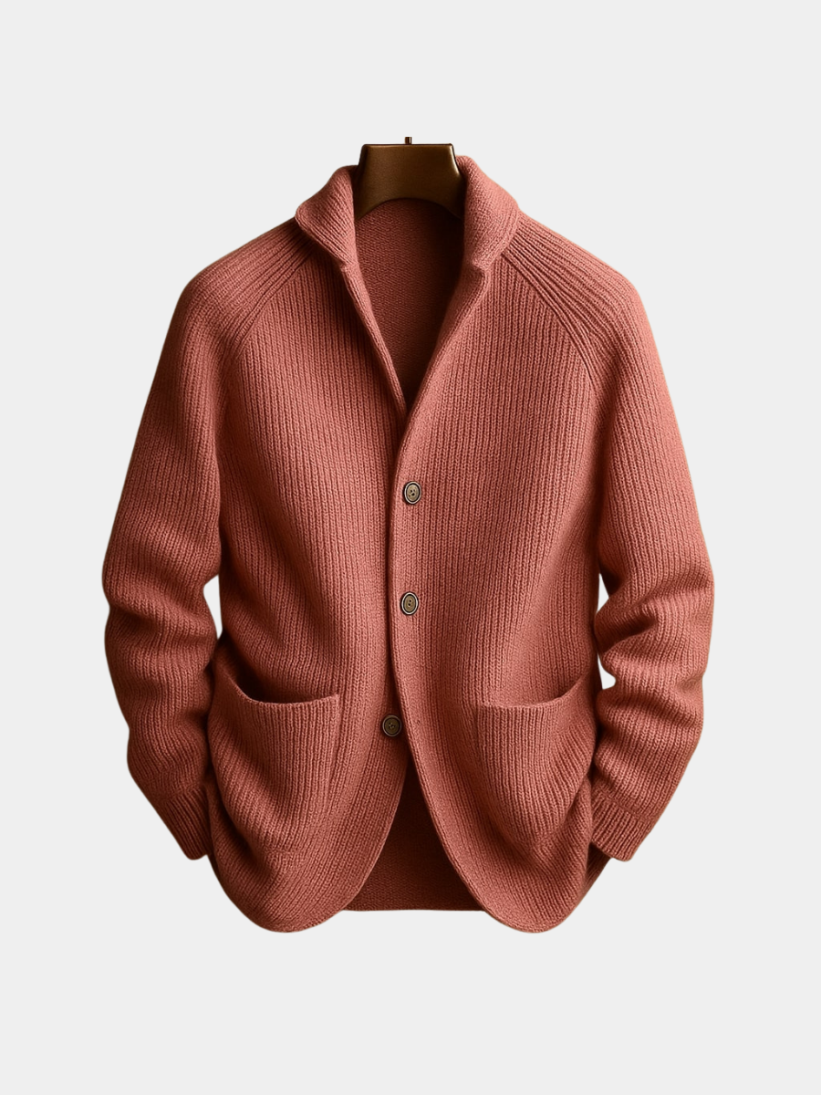 Cardigan homme en laine côtelée à col châle 7