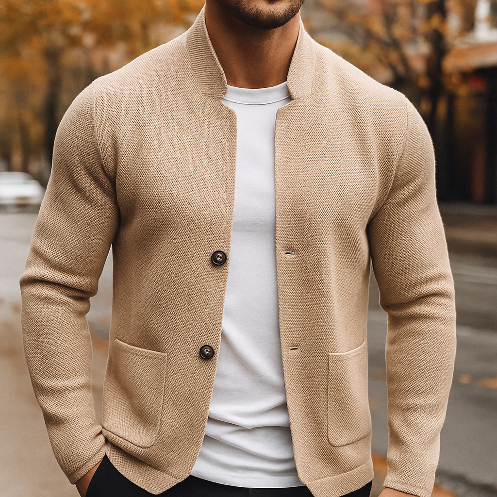 Cardigan homme en laine tricotée coupe ajustée 2