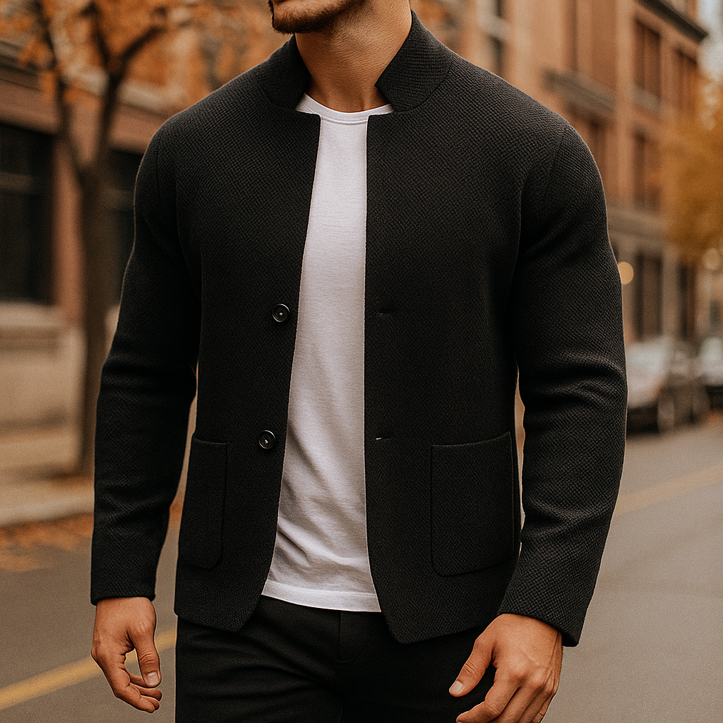 Cardigan homme en laine tricotée coupe ajustée 3