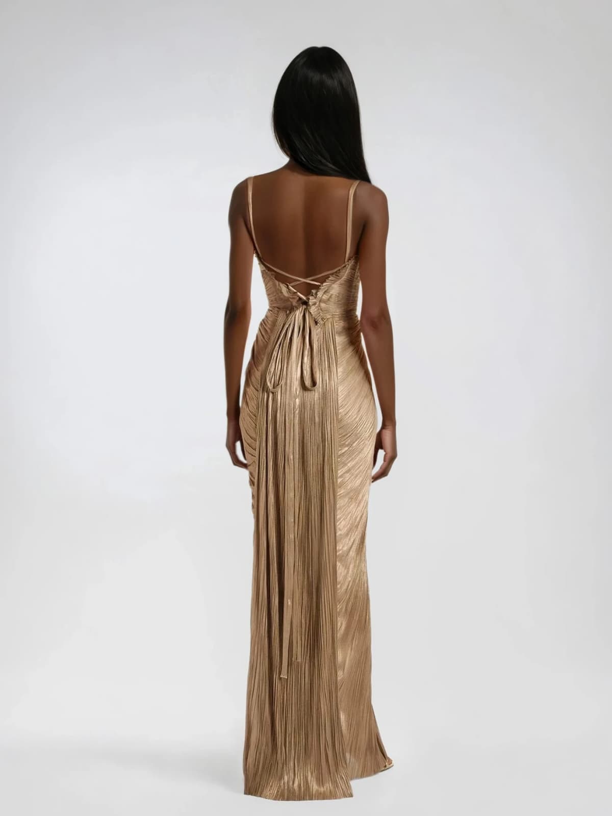 Robe longue bustier de mariage à décolleté cœur et jupe plissée pour cérémonie et soirée