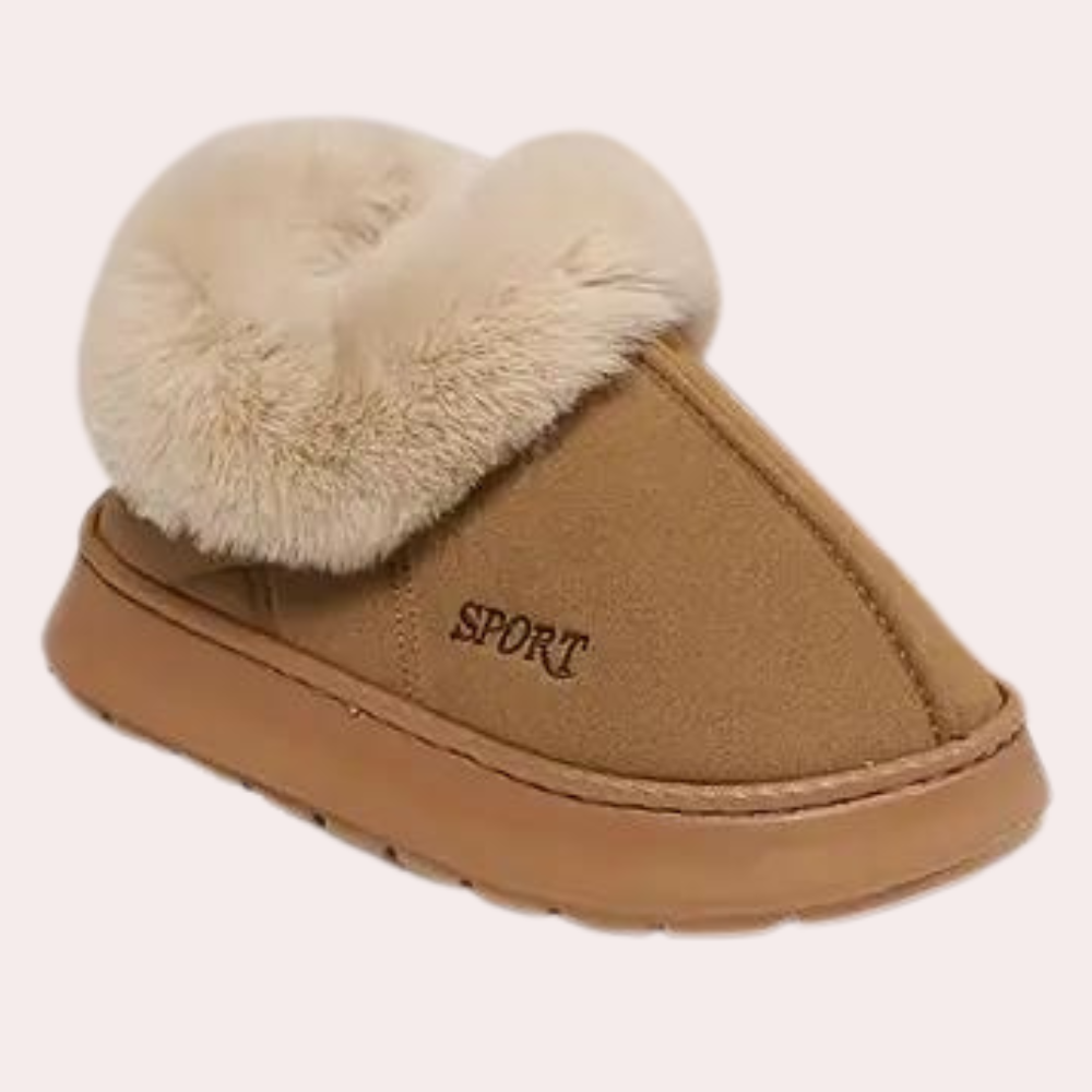 Chaussons d'hiver femme montants à col fourré et semelle plateforme 8