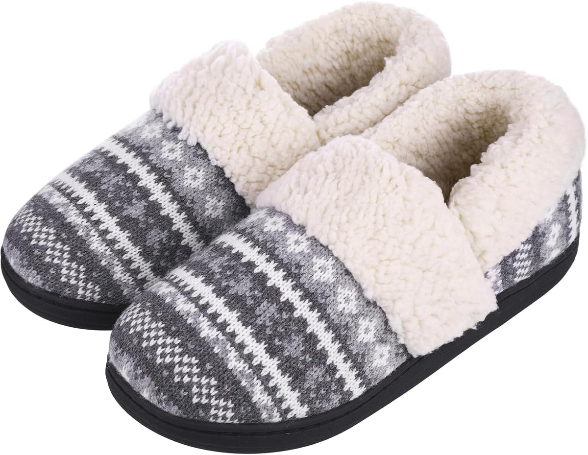 Chaussons d'hiver femme montants à motif jacquard et col fourré 2