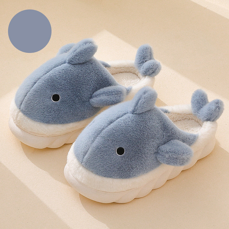 Chaussons d'hiver femme mules fantaisie à motif requin 1