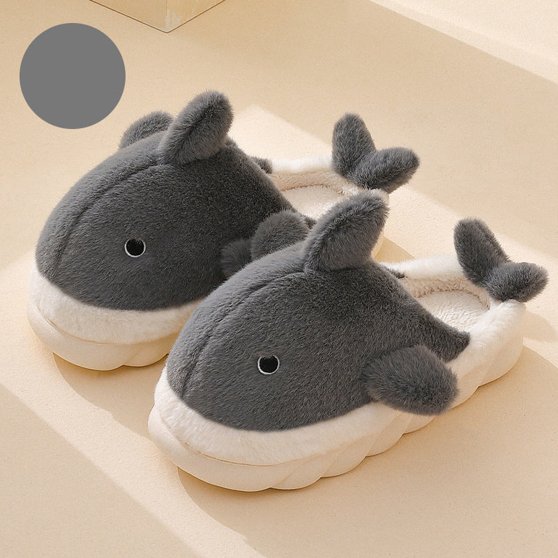 Chaussons d'hiver femme mules fantaisie à motif requin 2