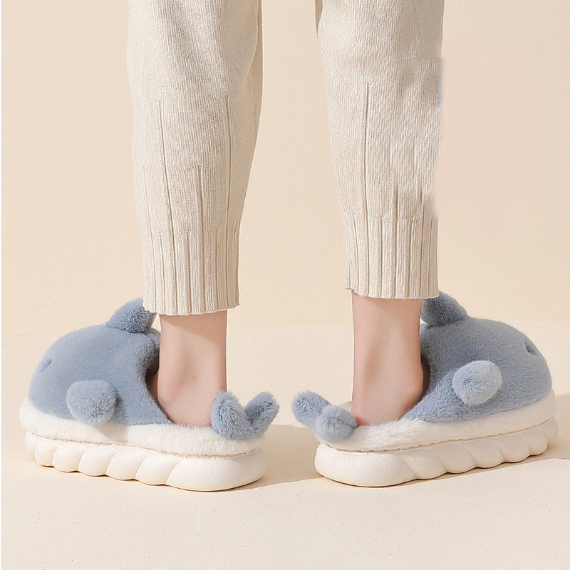 Chaussons d'hiver femme mules fantaisie à motif requin 3