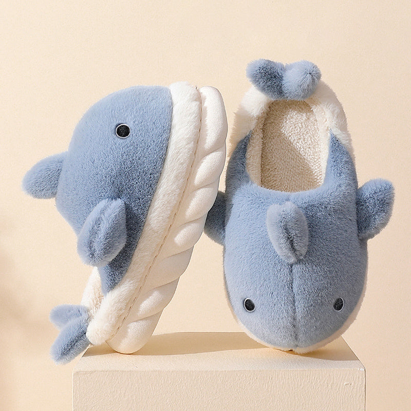 Chaussons d'hiver femme mules fantaisie à motif requin 4