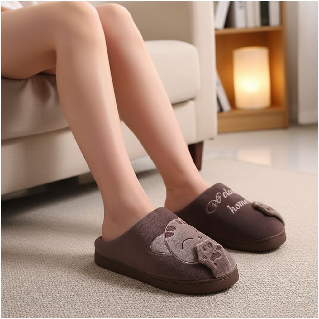 Chaussons d'hiver femme mules moelleux à détail appliqué 10