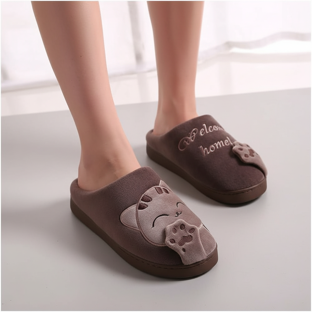 Chaussons d'hiver femme mules moelleux à détail appliqué 11