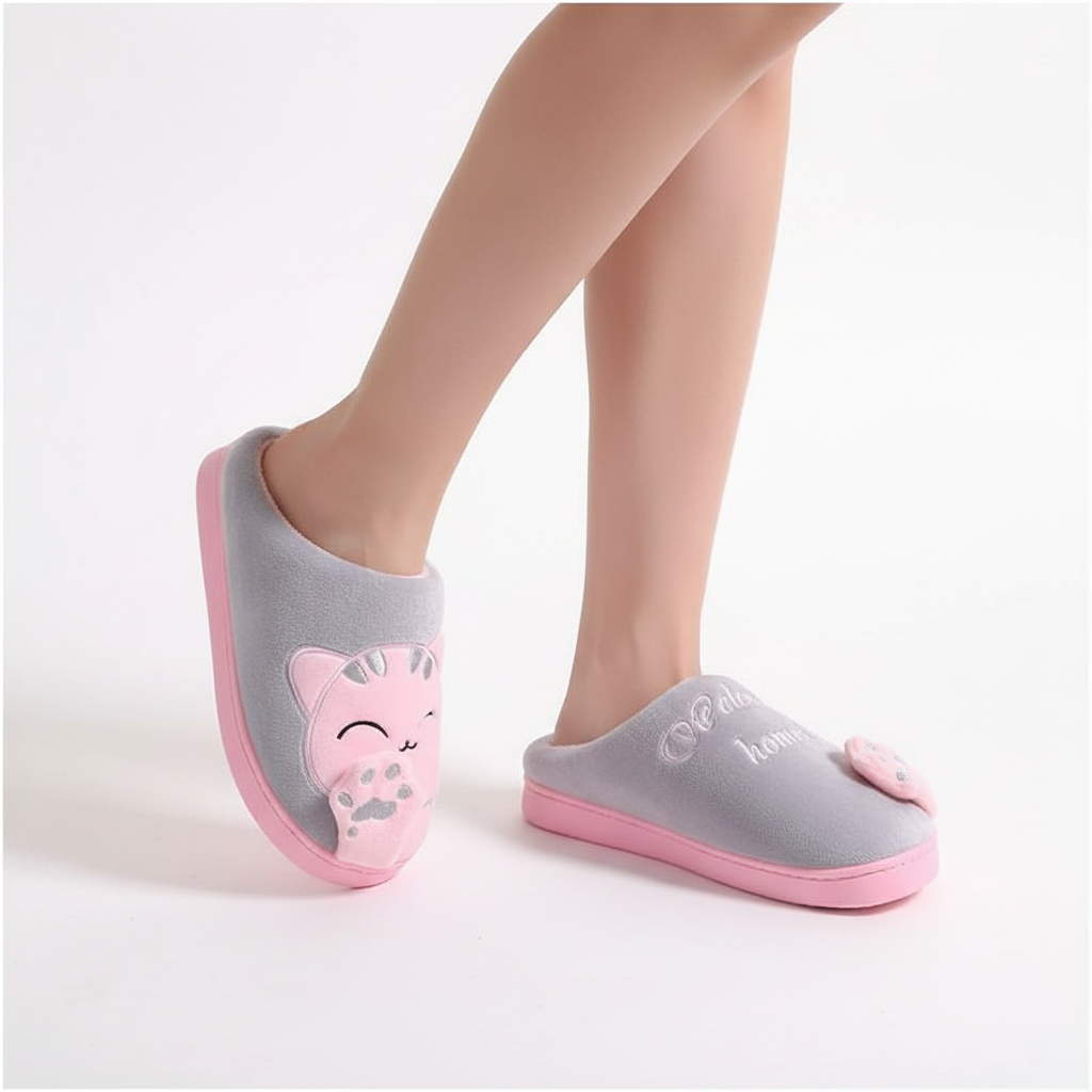 Chaussons d'hiver femme mules moelleux à détail appliqué 3