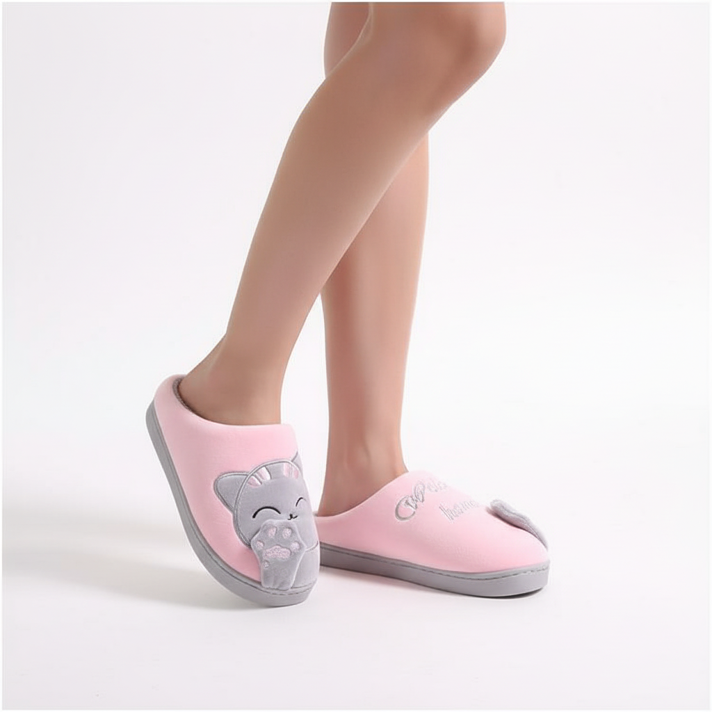 Chaussons d'hiver femme mules moelleux à détail appliqué 4
