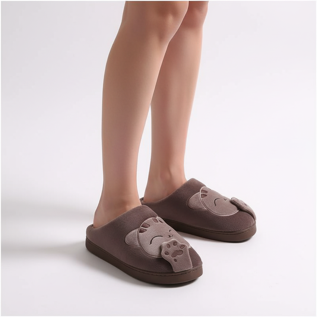 Chaussons d'hiver femme mules moelleux à détail appliqué 7