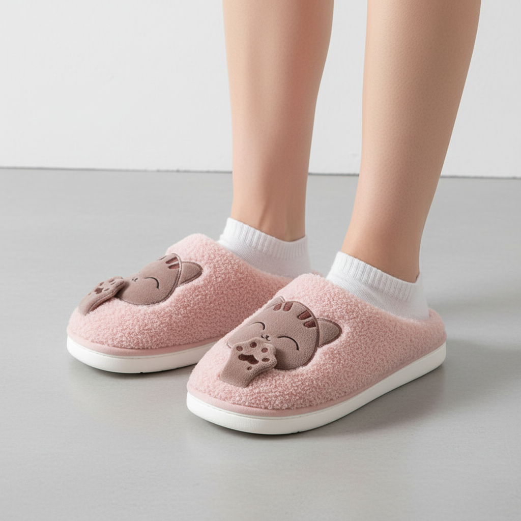 Chaussons d'hiver femme mules moelleux à détail appliqué 8