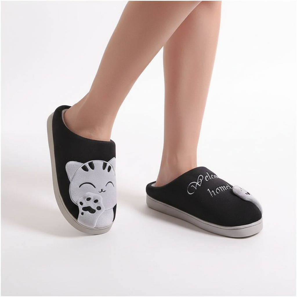 Chaussons d'hiver femme mules moelleux à détail appliqué 9