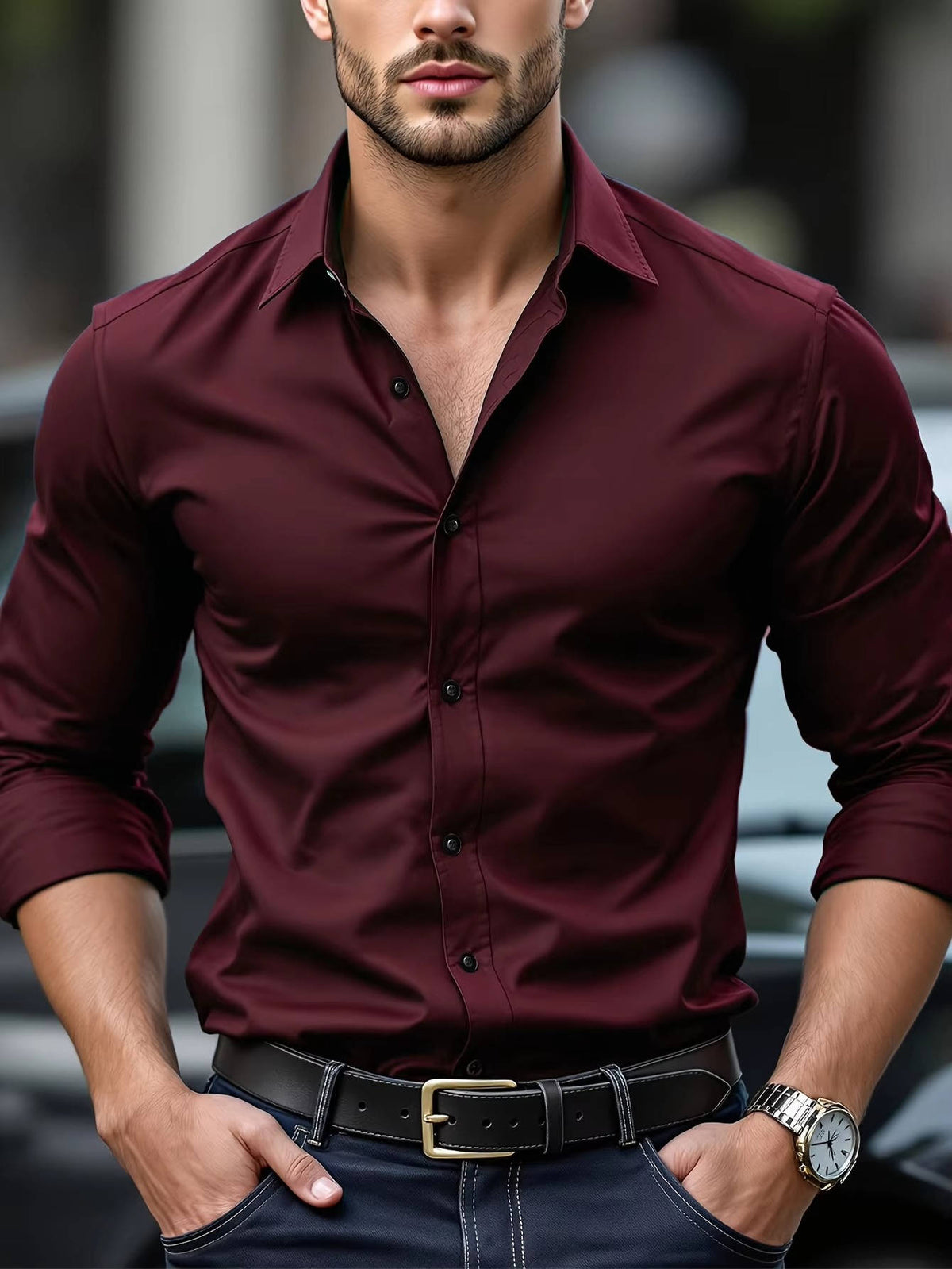 Chemise homme stretch infroissable à manches longues coupe slim 1