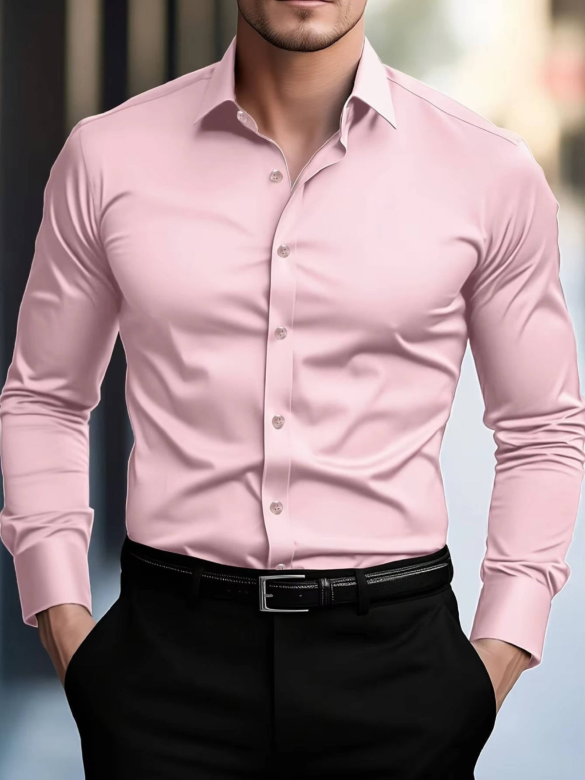 Chemise homme stretch infroissable à manches longues coupe slim 5